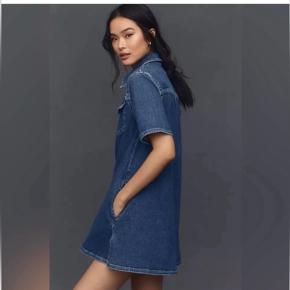 Anthropologie Westley Regenerative Blue Denim Mini Dress by Pilcro, NWT